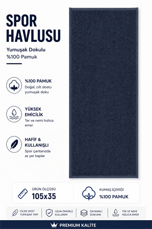 ÇetHome Antrasit %100 Pamuk Spor Havlusu 