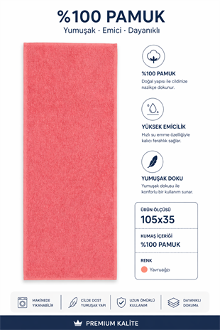 ÇetHome Yavruağzı Renk %100 Pamuk Spor Havlusu 