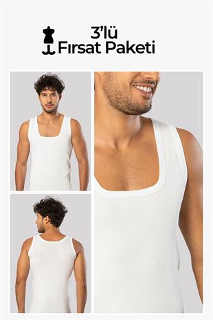 Erdem 3lü Beyaz Erkek Kaşkorse Atlet 11283