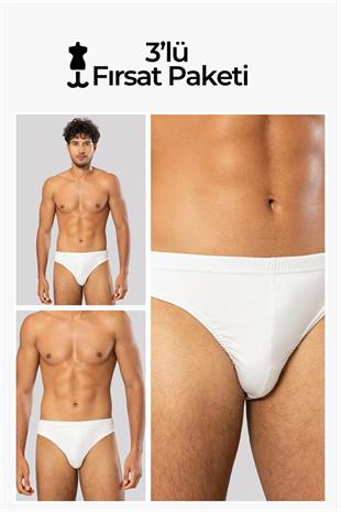 Erdem Beyaz 3lü  Gold Modal Slip Külot 1554