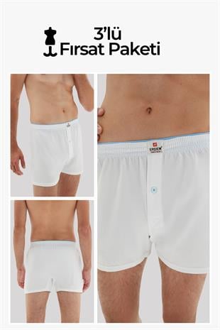 Erdem Beyaz 3lü  Penye Boxer 1400