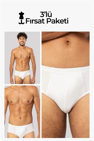 Erdem Beyaz 3lü  Penye Slip 13003