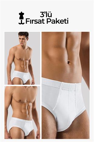 Erdem Beyaz 3lü  Ribana Slip Külot 13203