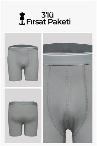 Erdem Füme 3lü  Pamuk Elastan Uzun Boxer 1470