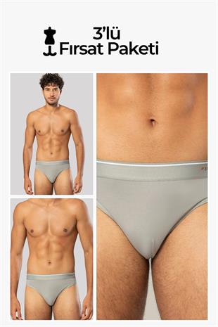 Erdem Gri 3lü  Pamuk Elastan Slip 1340