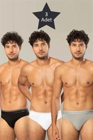 Erdem Siyah Beyaz Gri 3lü Pamuk Elastan Slip 1340SBG