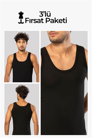 Erdem Siyah 3lü  Erkek Ribana Atlet 1110S3
