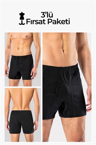 Erdem Siyah 3lü  Paçalı Külot 13503