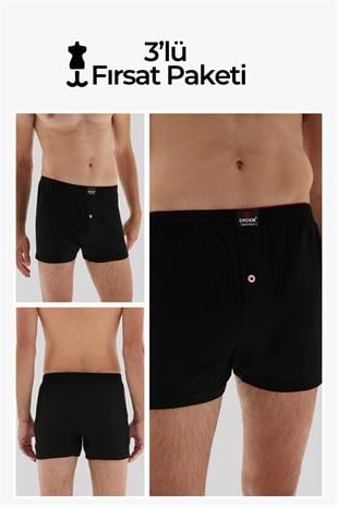 Erdem Siyah 3lü  Penye Boxer 1400