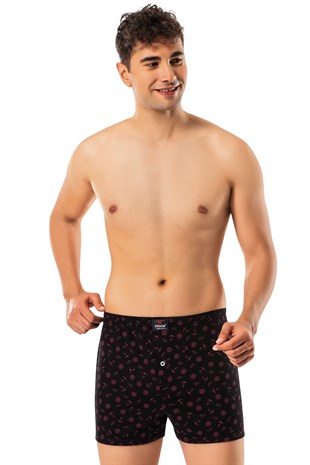 Erdem Siyah Baskılı Desenli Penye Boxer 1400