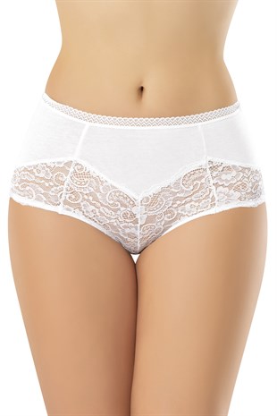 Erdem Beyaz Bayan Yüksek BelDantelli Külot 7273