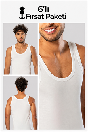 Erdem Beyaz 6lı Erkek Penye Atlet 1100