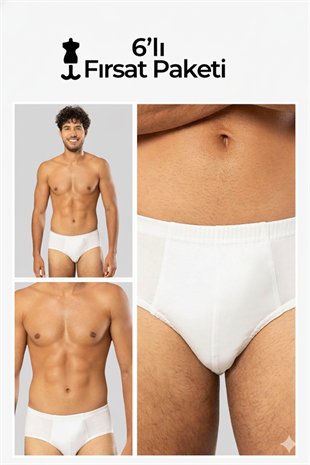 Erdem Beyaz 6lı Penye Slip 13006 XS-M BEDEN