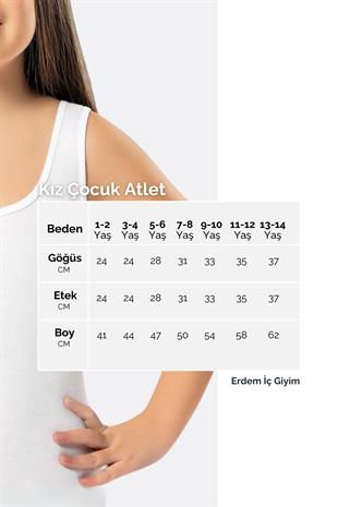 Erdem Beyaz Geniş Askılı Kız Çocuğu Atlet 4050