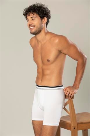 Erdem Beyaz Pamuk Elastan Uzun Boxer 1415