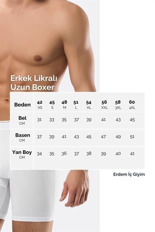 Erdem Beyaz Pamuk Elastan Uzun Boxer 1416