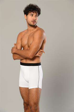 Erdem Beyaz Pamuk Elastan Uzun Boxer 1417