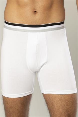 Erdem Beyaz Pamuk Elastan Uzun Boxer 1415