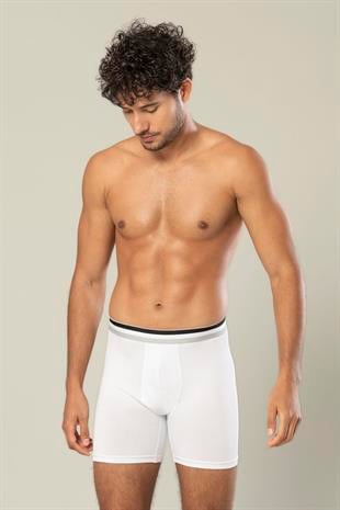 Erdem Beyaz Pamuk Elastan Uzun Boxer 1415