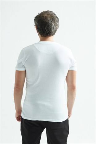 Erdem Beyaz Düğmeli kaşkorse Tişört 1125