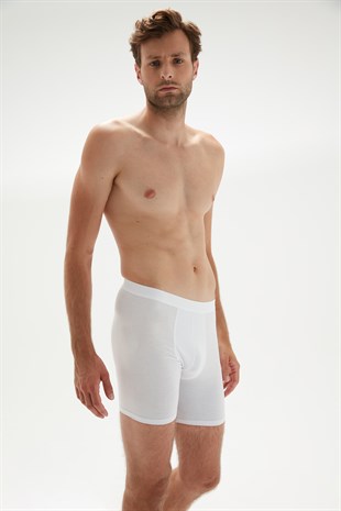 Weweus Beyaz Erkek Süper İnce Doğal Bambu Lüks Uzun Boxer 1013