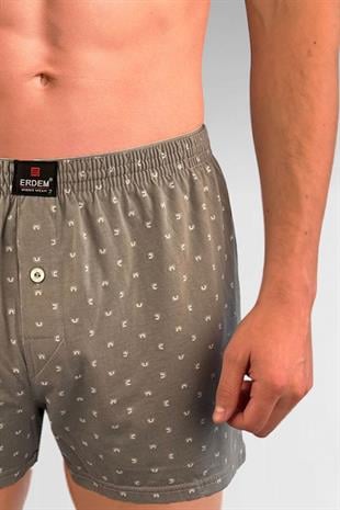 Erdem Gri Baskılı Desenli Penye Boxer 1400YINK