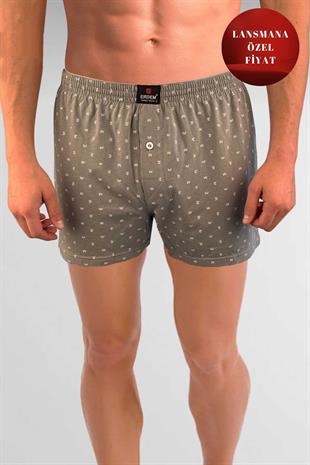 Erdem Gri Baskılı Desenli Penye Boxer 1400YINK