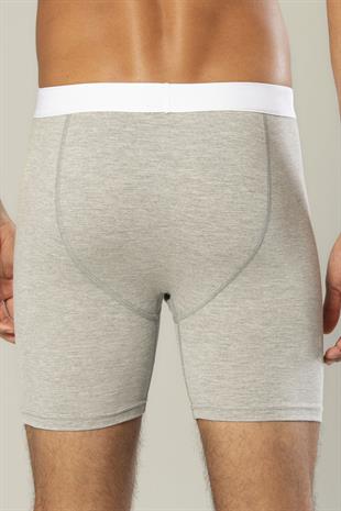 Erdem Gri Melanj Pamuk Elastan Uzun Boxer 1416