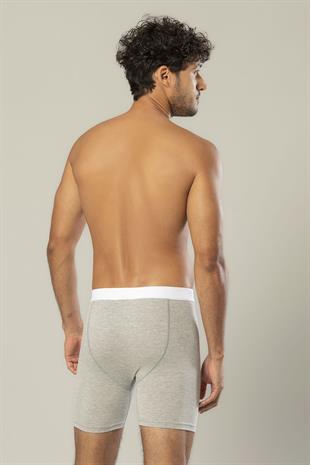 Erdem Gri Melanj Pamuk Elastan Uzun Boxer 1416