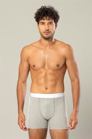 Erdem Gri Melanj Pamuk Elastan Uzun Boxer 1417
