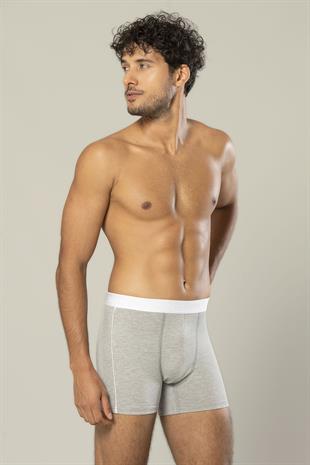 Erdem Gri Melanj Pamuk Elastan Uzun Boxer 1417