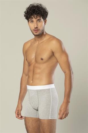 Erdem Gri Melanj Pamuk Elastan Uzun Boxer 1417