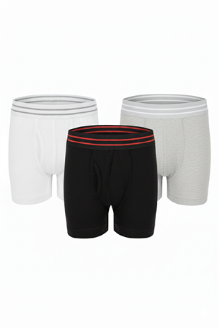 Erdem Grimel-Siyah-Beyaz 3lü Erkek Çocuk Elastan Boxer 3363