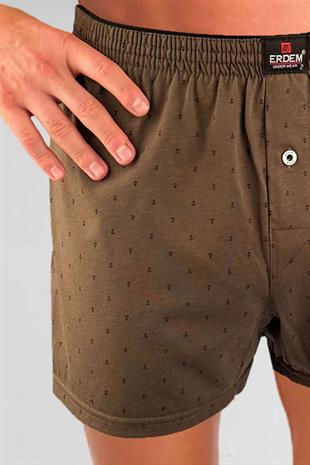 Erdem Haki Baskılı Desenli Penye Boxer 1400YKCP