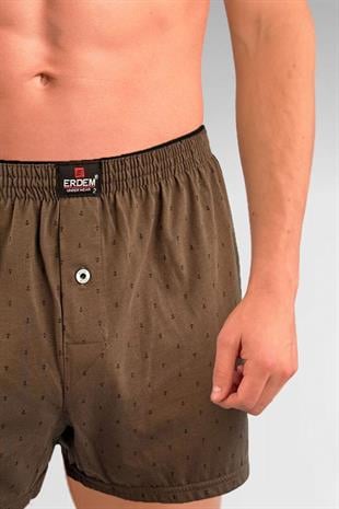 Erdem Haki Baskılı Desenli Penye Boxer 1400YKCP