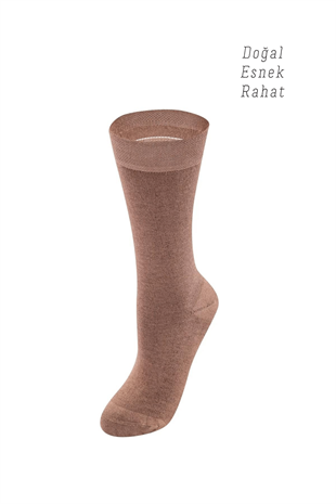 Weweus Koyu Bej Doğal Bambu Lüks Kışlık Bayan Çorap 942