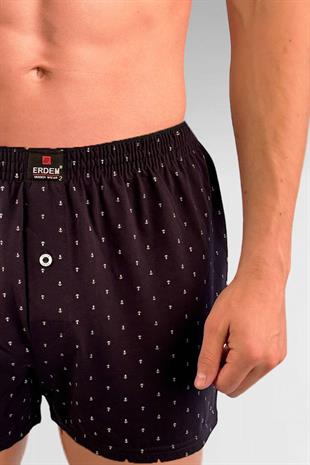 Erdem Lacivert Baskılı Desenli Penye Boxer 1400YKCP