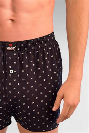 Erdem Lacivert Baskılı Desenli Penye Boxer 1400YINK