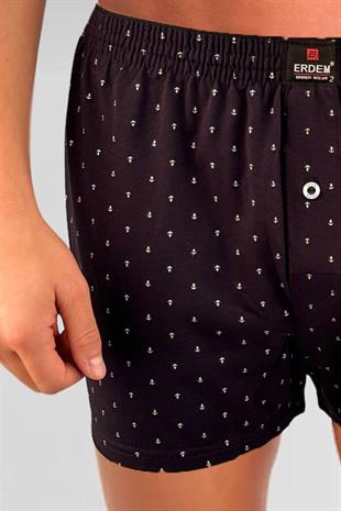 Erdem Lacivert Baskılı Desenli Penye Boxer 1400YKCP