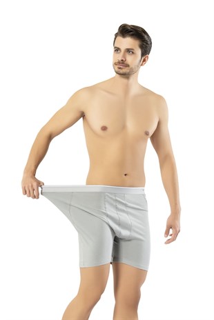 Erdem Gri Pamuk Elastan Uzun Boxer 1470