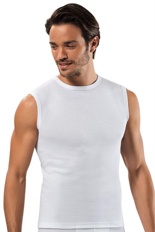 Erdem Beyaz Ribana Kolsuz Kapalı Yaka Atlet 1195