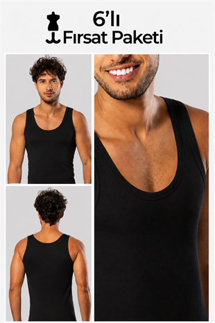 Erdem Siyah 6lı Erkek Penye Atlet 1100