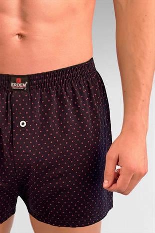 Erdem Siyah Baskılı Desenli Penye Boxer 1400YLP