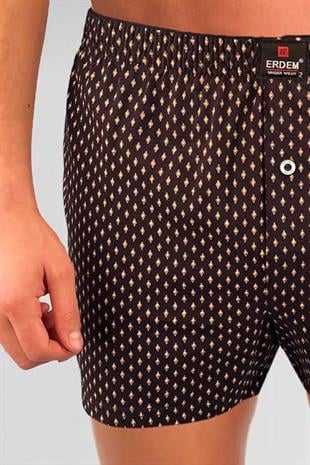 Erdem Siyah Baskılı Desenli Penye Boxer 1400YSK