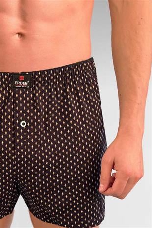 Erdem Siyah Baskılı Desenli Penye Boxer 1400YSK