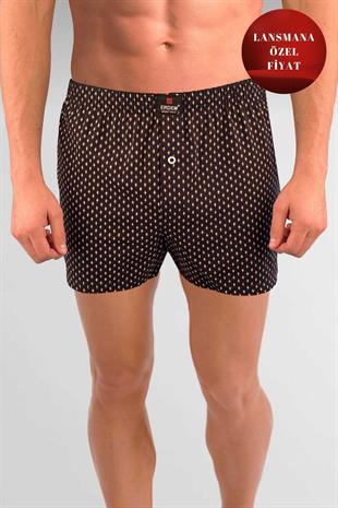 Erdem Siyah Baskılı Desenli Penye Boxer 1400YSK
