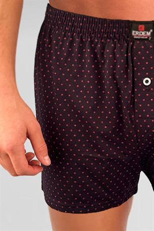 Erdem Siyah Baskılı Desenli Penye Boxer 1400YLP