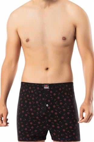 Erdem Siyah Baskılı Desenli Penye Boxer 1400