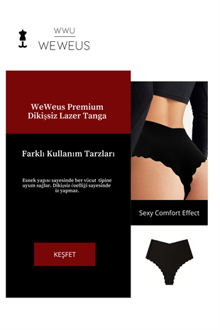 WeWeus Siyah Dikişsiz Lazer Kesim Yüksek Bel Tanga 