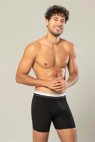 Erdem Siyah Pamuk Elastan Uzun Boxer 1415